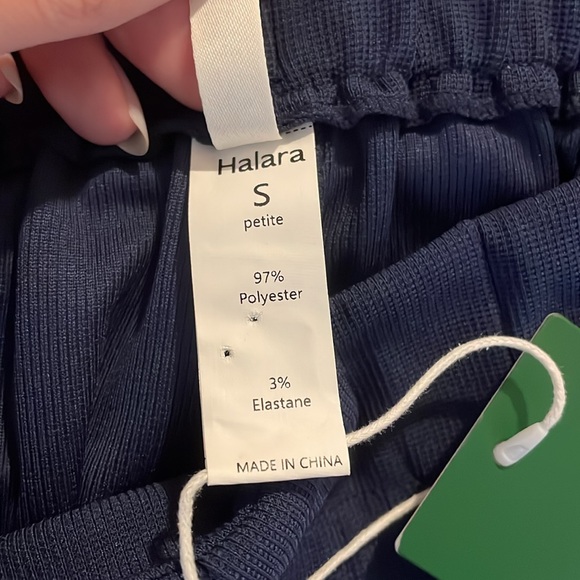 NEW Halara Flex High Waist Wide Leg Waffle Work Pants Navy Blue Small Petite - Picture 5 of 14